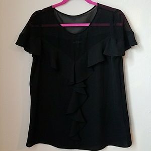 Black blouse with ruffle